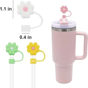 10mm Cute Flower Silicone Straw Cover Cap