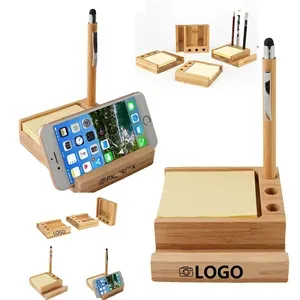Bamboo Desk Organizer w/Phone Holder
