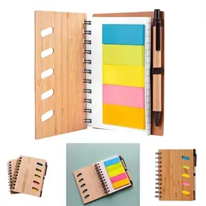 Bamboo Front Cover Notebook with Sticky Note and Pen