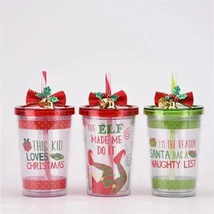 Christmas Double Layer Plastic Water Cup