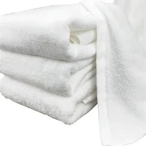 Cotton white bath towel can be printed with logo embroidery