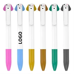 Cute Puppy Two-color Plastic Stretchable Ballpoint Pen