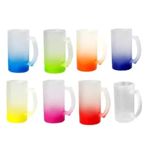 Gradient color frosted glass colorful 16oz beer mug
