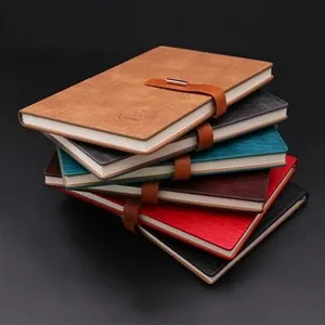 Leather cover high-end a5 notebook gift set with custom logo
