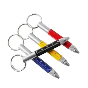 Metal round multifunctional ballpoint pen keychain with cust
