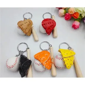 Mini baseball three-piece set keychain jewelry pendant print