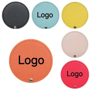 Round Portable Makeup Mirror with PU Leather Cover