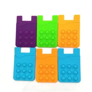 silicone bubble toy mobile phone card holder