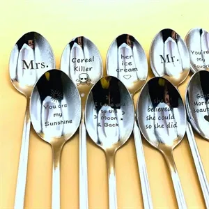 stainless steel  spoon tableware print logo